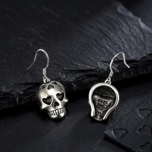 Image of Sugar Skull Earrings 925 Sterling Silver HalloweenSugar Skull Dangle Earrings Halloween Jewelry Sugar Skull Gifts for Women
