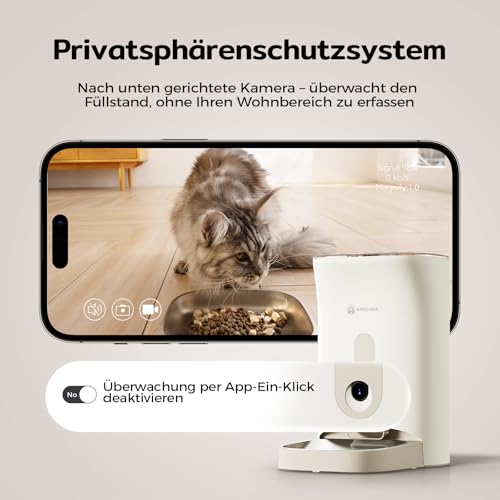 Amicura F1 Pro Futterautomat Mit 2K Kamera & 2.4G/5G Dual-WiFi, 4.5L Automatischer Futterspender Mit 160° Nachtsicht, Anti-Blockade-System, 3-Fach Frischeschutz & APP-Steuerung Für Katzen – Bild 6