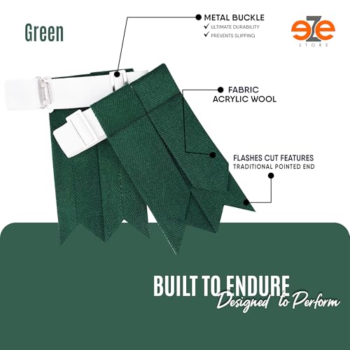 EZE Kilt Flashes for Men with Heavy Buckle Adjusters, Plain & Tartan Kilt Sock Flashes Acrylic Wool2