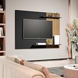 Painel para TV Moderno com Nichos e Prateleiras, Design Clean, Suspenso, para TV até 55 Polegadas, Sala de Estar (PRETO/RIPADO)