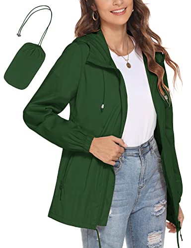 Avoogue Womens Waterproof Raincoat Breathable Lightweight Rain Jacket Hooded Rain Coat Outdoor Active Windbreaker with Pocket