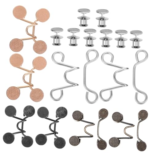 KALLORY Jean Adjuster Waist Tightener 8 Pack of No-sew Button Pins Easy Fit Adjustment for Pants Jeans and Skirts