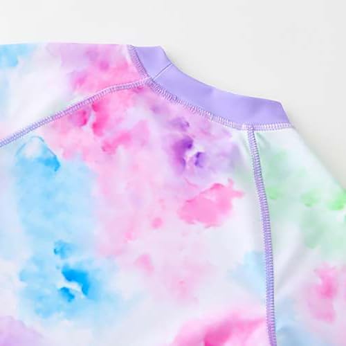 Vivobiniya Kid Girl's Two Piece Swimsuits Long Sleeves Rash Guard Shirt + Swim Trunks UPF50+UV 3-12Years3