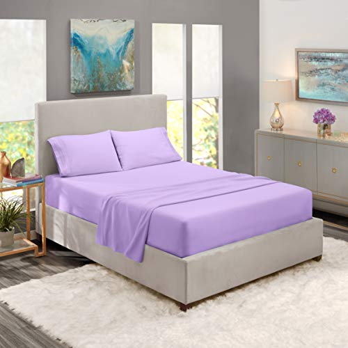 Image of Nestl Full Bed Sheet Set - Lavender - 4-Piece Deep Pocket | Instantly Soft, Night-One Ready (No Wash Required). Fits 16-Inch Deep Pockets, 360-Degree Elastic Grip