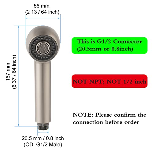 Hibbent Replacement Sprayer Pull Out Spray Head For Kitchen Sink Pull-Down Faucet G1/2 Or 13/16Inch Thread 2-Function Stream Aerated Flow- Brushed Nickel thumb #1