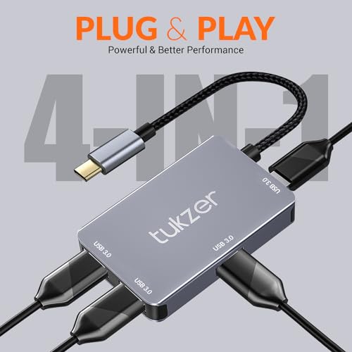 Image of Tukzer 4-in-1 USB C 3.0 HUB, Type C to USB A HUB Splitter Extender, Docking Station, 5Gbps Data Sync Speed, MultiPort Adapter for iOS, MacBook, Windows, Laptop, PC, & Other Type C Enabled Devices