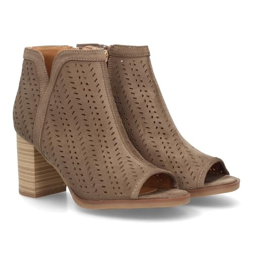 shoes&blues.es Bottines à Talons pour Femmes, Confortables, avec découpes et Bout Ouvert, Fermeture éclair au Talon, Collection Printemps-été 2022 Vert Talla 41