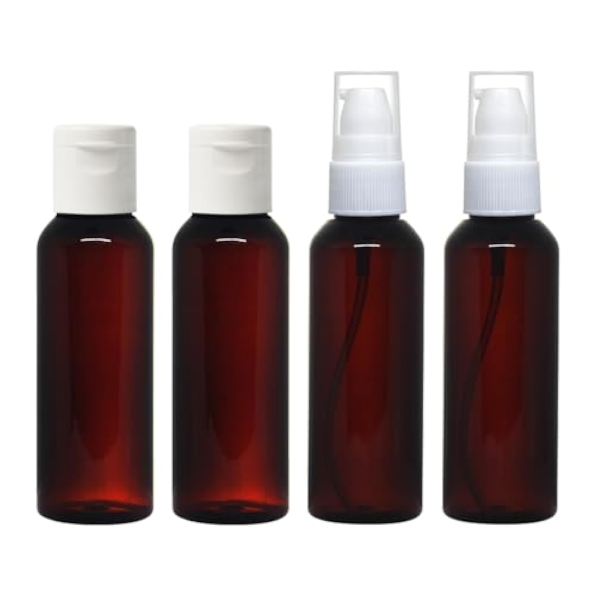 Combo Of 4-50 ml Amber Plastic Empty Flip Top Cap Bottles