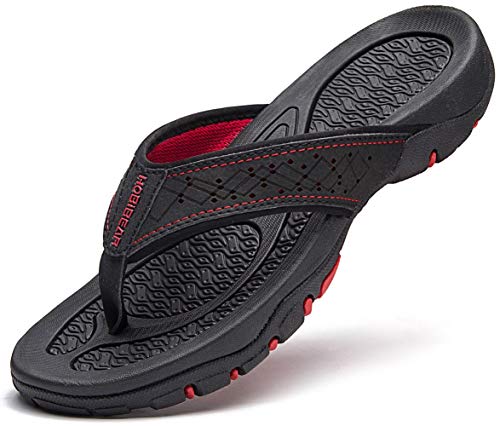 Image of GUBARUN Mens Sport Flip Flops Comfort Casual Thong Sandals Outdoor(Black 10)