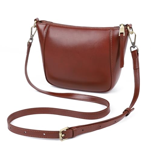 Crossbody Bag for Women, Genuine Leather Purse with Two Adjustable Strap, Small Shoulder Bag