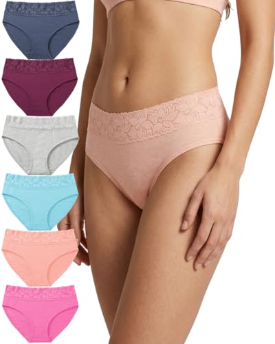 Image of NICSY Women's Panties Full Coverage Soft Touch Cotton Elastane Stretch Lace Underwear Styled Hipster with Panty for Women