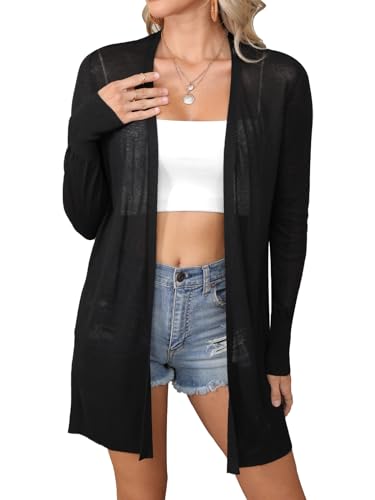 Image of Women's Trendy Lightweight Long Cardigans Summer Casual Beach Vacation Open Front Cardigan 2379