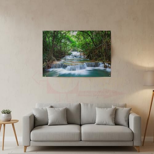 Image of Vastu Vardan Waterfall Scenery Poster | Natural Paintings for Living Room | Size 13 x 19 Inch Approx | Wall Scenery for Bedroom, Office, Home Decor | Painting Without Frame |