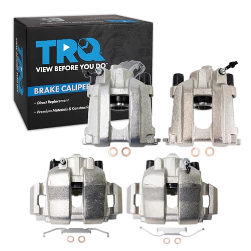 Image of TRQ Front and Rear Brake Caliper Set Zinc Coated Brackets Compatible with 2005-2008 Ford Escape 2005-2008 Mercury Mariner