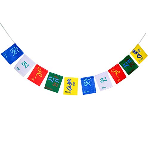 Image of Velvet Prayer Flag Om Mani Padme Hum Mini for Bikes (Multicolor) Size Medium Pack of 1