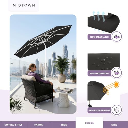 Image of Midtown Umbrellas Swilt - 8 Ft Patio Umbrella, Black Canopy
