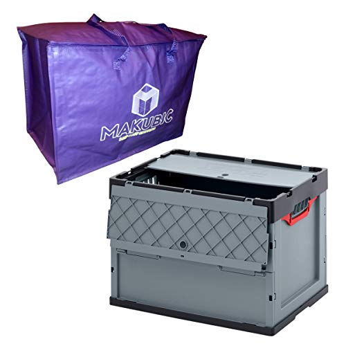 AUER Caixa de armazenamento dobrável e dobrável profissional, grande 83 litros - Embalagem com bolsa MAKUBIC - para embalagem, mudanças, transporte, campismo ou para transportar em pasteiro