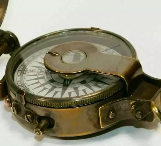 Brújula Militar Lensática de Latón Vintage – Instrumento de Navegación Coleccionable miniatura 3