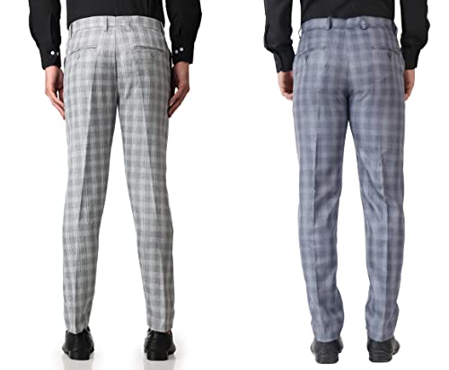 Image of MALENO Men's Polycotton Slim Fit Checkered Trouser |Trousers for Office, Party | Men Formal Pant