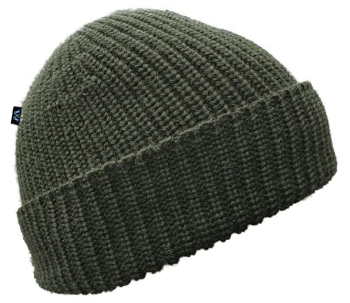 Blauer Peter - Strickmütze - Merino - Uni - 10 Farben, Farbe:Oliv