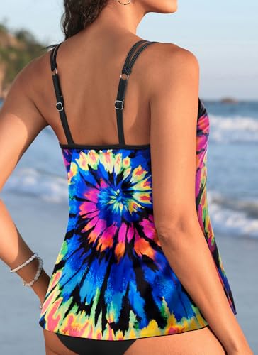 Image of Womens Flowy Tankini Tops Only - Modest Bathing Suit Loose Fit Swimsuit Swim Tops No Bottom 2025 (Available in Plus)