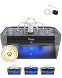 Veken Small Pet-Friendly Cat Water Fountain with Quiet Pump, Easy to Clean & Assemble, 50oz Mini Pet Water Dispenser for Cats, Dogs and Small Animals, Grey
