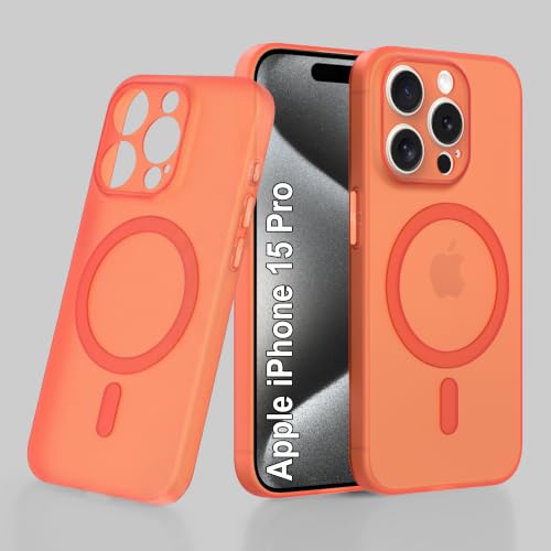 Image of ZAP CASE Paper Thin Case for iPhone 15 Pro | Ultra-Slim 0.5 mm Back Cover | Metal Buttons | Lightweight | Matte Finish | Anti-Fingerprint | Scratch Resistant | Camera Protection | Magsafe | Orange