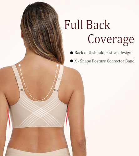 Women's Seamless Front Closure Posture Back Smoothing Wireless Bra3