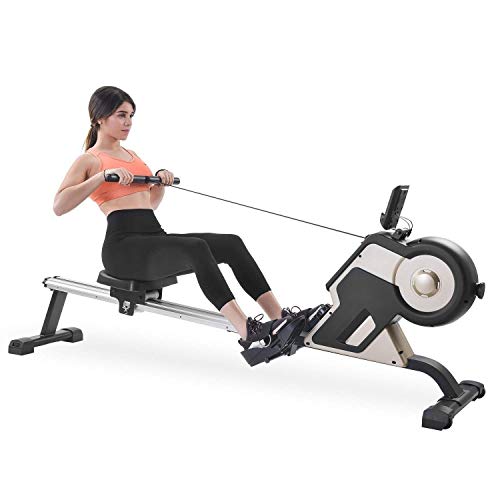 Image of Foldable Rowing Machines Rowing Machine Exercise Equipment for Home Use LED Monitor and 8-Level Resistance Adjustment Silent for Home Gym Cardio Exercise Fitness
