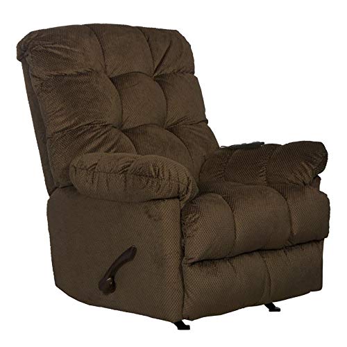 Catnapper Batts Chaise Rocker Recliner With Heat & Massage In Brown Polyester Fabric #TOP4