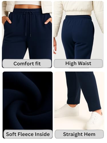 Image of BLINKIN Women's Fleece Track Pants | Warm Winter Joggers with Pockets | Soft Cosy Sweatpants & Gym Pants for Women (248)