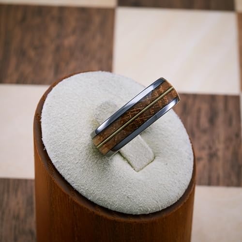 100S JEWELRY Engraved Personalized Gunmetal Tungsten Rings For Men Guitar String Whiskey Barrel Inlay Wedding Promise Band Size 6-162