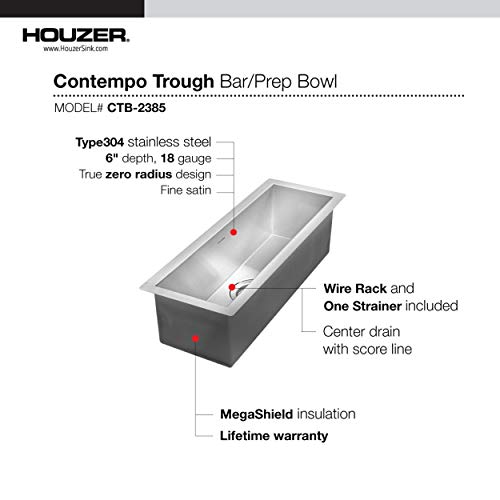 Houzer Ctb-2385 Contempo Trough Series Undermount Stainless Steel Bar/Prep Sink #TOP3