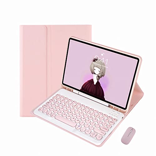 CLALOC Toetsenbord Koffer voor Samsung Galaxy Tab A8 10,5 inch 2022 met muis,Bluetooth toetsenbord afneembare draadloze Engels toetsenbord Tablet Cover met Pencil Holder,Roze