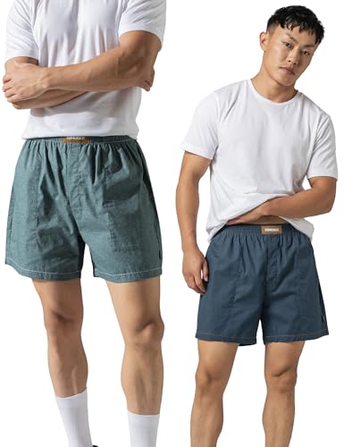 Image of DAMENSCH Regular Fit Solid 100% Soft & Durable Cotton Boxer Shorts Dual Pockets Anti-Bacterial Moisture Wicking Microfibre Waistband Ultra-Light Boxers for Men