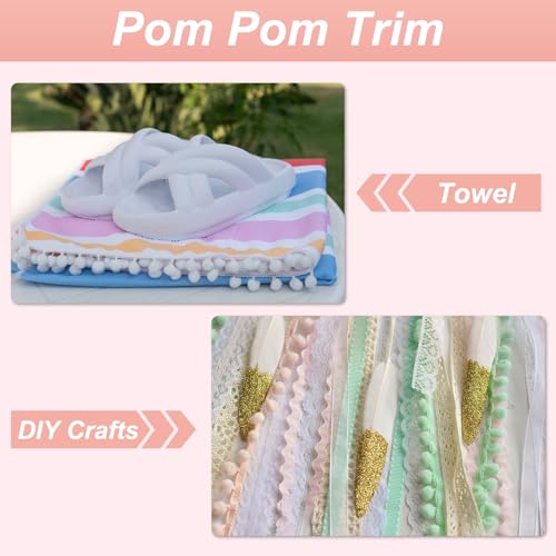 image for uxcell 8.5 Yards Pom Trim Ribbon, 0.5