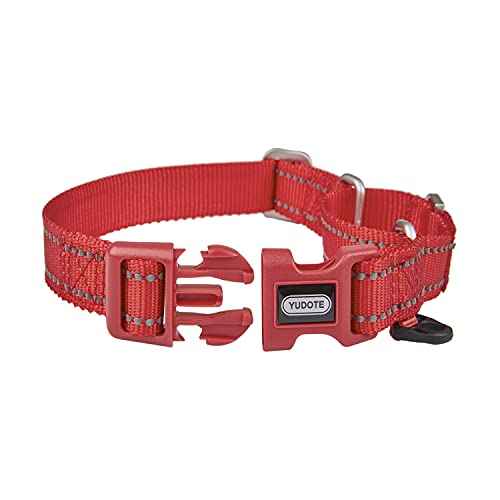 YUDOTE Reflektierende Martingale Hundehalsbänder,ausbruchsicheres Anti-Zug-Trainingshalsband mit Sicherheits-Schnellverschluss für schmale Kopfhunde erleichtern das Gehen,Mittel,Rot