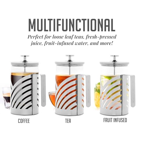 Cafetière à café et à thé à piston en verre borosilicate résistant à la chaleur