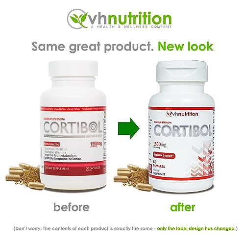 Vh Nutrition Cortibol | Cortisol Manager* Supplement | Maximum Strength Adrenal Support* For Men And Women | Rhodiola, Cordyceps, And Eleuthero | 60 Capsules #TOP1
