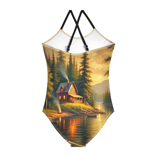 Lake Cabin Dusk Bathing Suits for Girls Kids Swimsuits Summer Beach One Piece Swimsuits Swimwear2