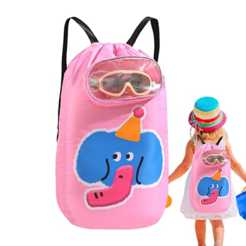 Genérico Borsa da spiaggia per bambini, zaino per piscina e nuoto, accessori da viaggio impermeabili, zaino da giorno di grande capacità, resistente allo stoccaggio di giocattoli e attrezzature, Rosa