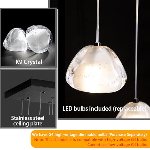 Image of 24-Lights Modern Rectangular Crystal Chandelier LED Raindrop Ceiling Pendant Light Crystal Lighting Fixture for Living Room Hotel Staircase Hallway Foyer Entryway Bedroom Black