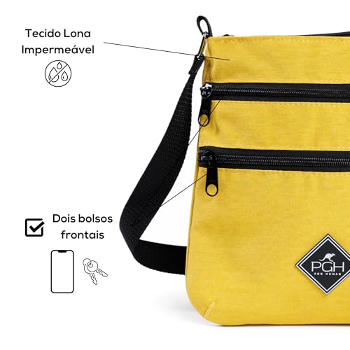 Bolsa Shoulder Bag Transversal, PGH, Modelo Tiracolo MULTIPOCKET - Com 5 compartimentos e Impermeáve