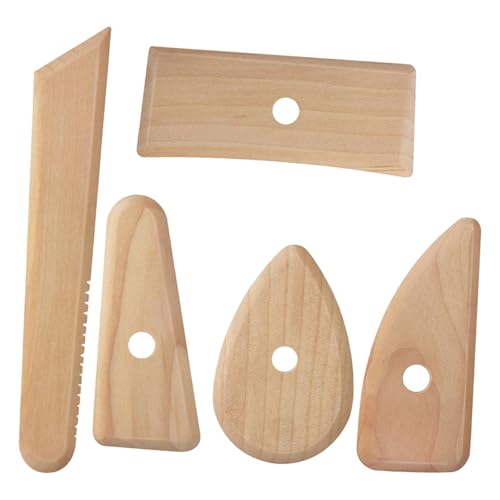Perfeclan 5 Piezas de Herramientas para modelar Arcilla y Recortar, Suministros versátiles para Bricolaje, Costillas de Madera para Alisar y Eliminar Marcas de