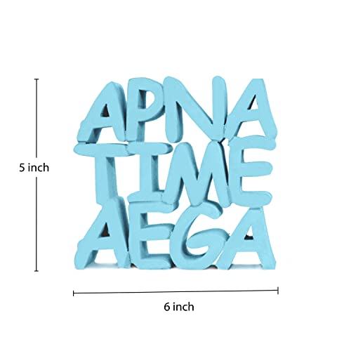 Image of NUKKAD TALES Apna Time Aega Blue Home Decor Items Decorative Items for Book Shelf Birthday Gift Items ( 6 x 5.64 inch )