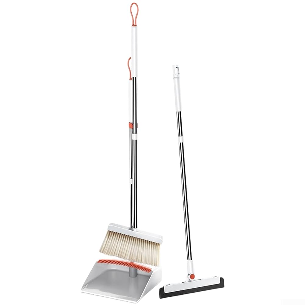 Scopa con setole spesse con manico ergonomico e paletta compatibile per una manutenzione costante del pavimento interno (tre + tergicristallo)