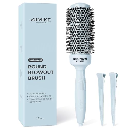AIMIKE NaturaVol Round Brush for Blow Out,Nano Thermal Ceramic-Coated Round Hair Brush for Fine...
