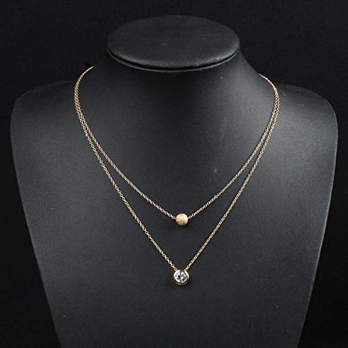 Preisvergleich Produktbild Jovono Boho mehrschichtige Halsketten mit Zirkon Kugel doppelseitigen Diamant Anhänger Kette Schmuck für Frauen und Mädchen (Gold)