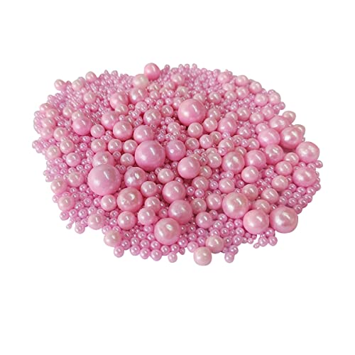 Image of Edible Pink Sugar Pearls Candy Sprinkles 120G / 4.23Ounce Baking Cake Sprinkles Cupcake and Cake Topper Cookie Decorations Wedding Party Valentines Halloween Christmas Supplies