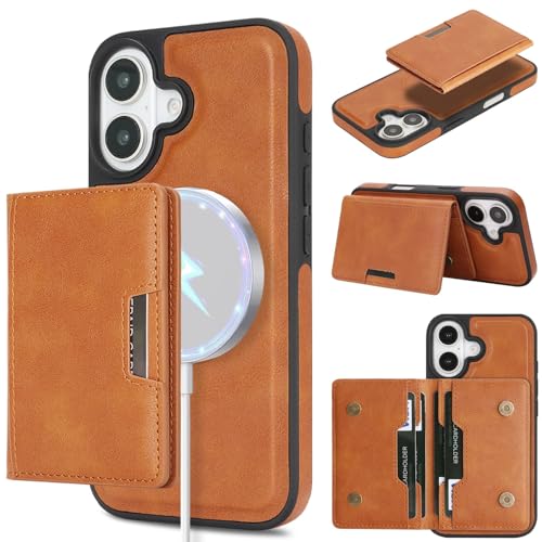 Étui iPhone 13 marron : protégez votre écran et rangez vos cartes avec ce rabat magnétique
